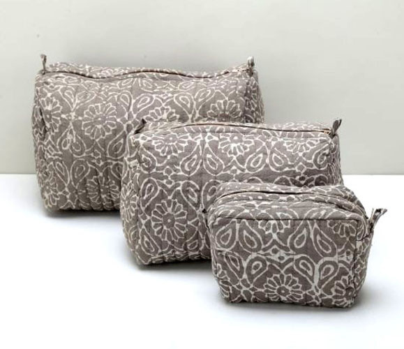 Cotton Printed Hand Block Quilted Pouches