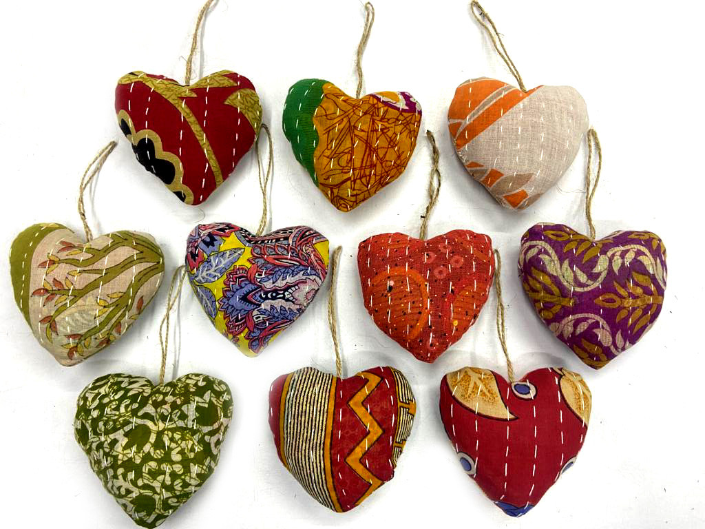 Vintage Gudari Hand stitch filled heart