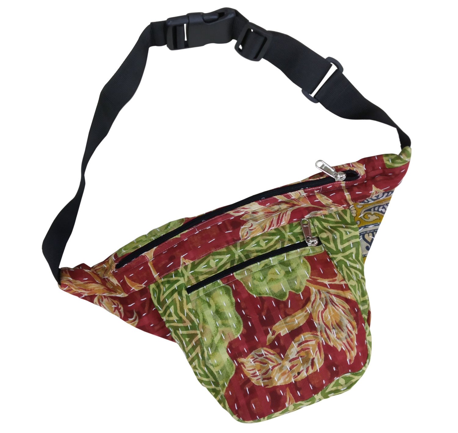 Vintage Cotton Kantha Gudari Waist Travel Pouch