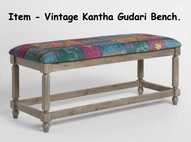 Vintage Cotton Kantha Gudri Patch Bench
