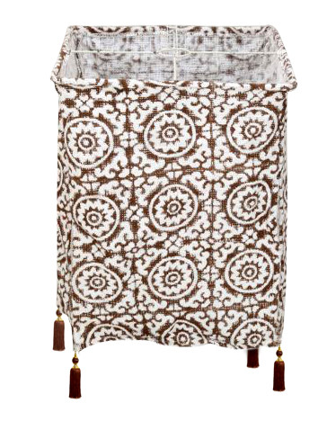 Cotton Khadi Hand Block Printed Squire Lampshade Brown