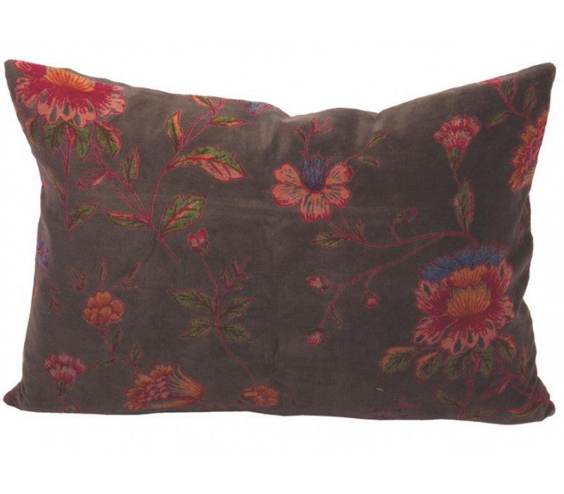 Cotton Velvet Printed Cushion Cover Brown