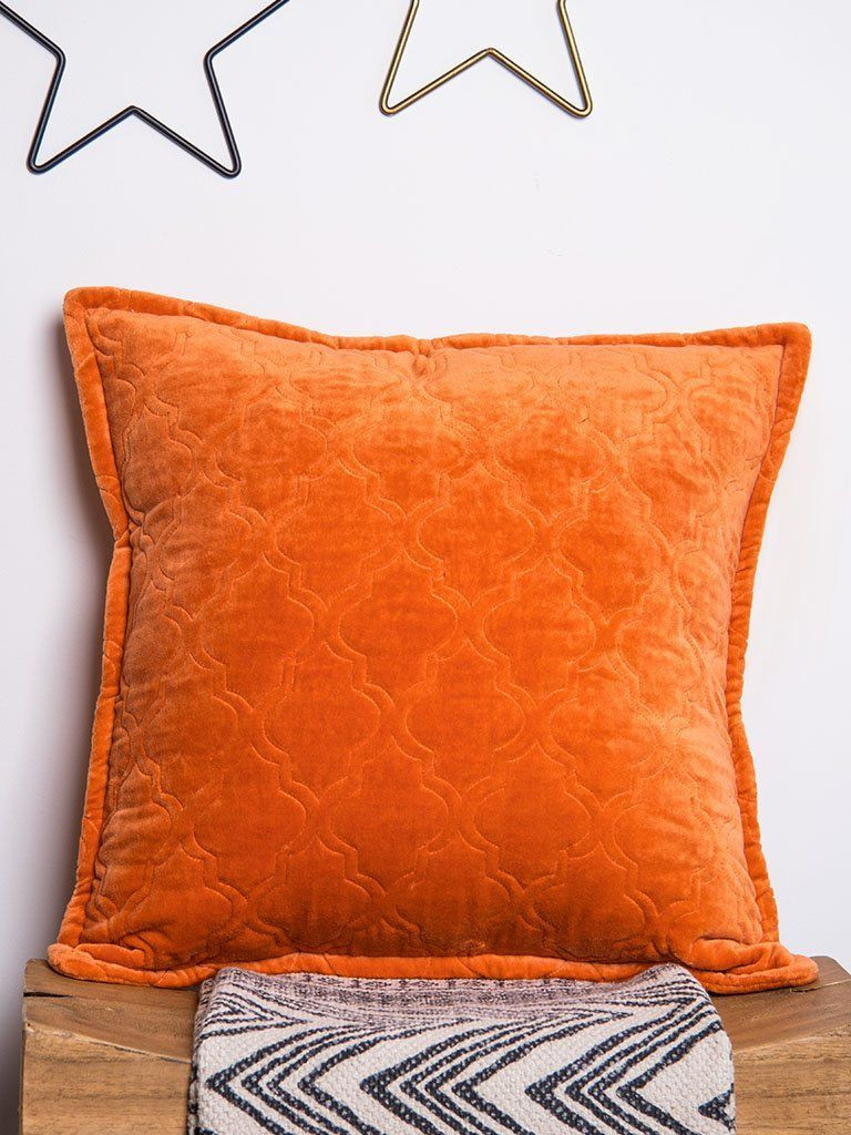 Cotton Velvet Solid Dye Quilted Cushion Cover