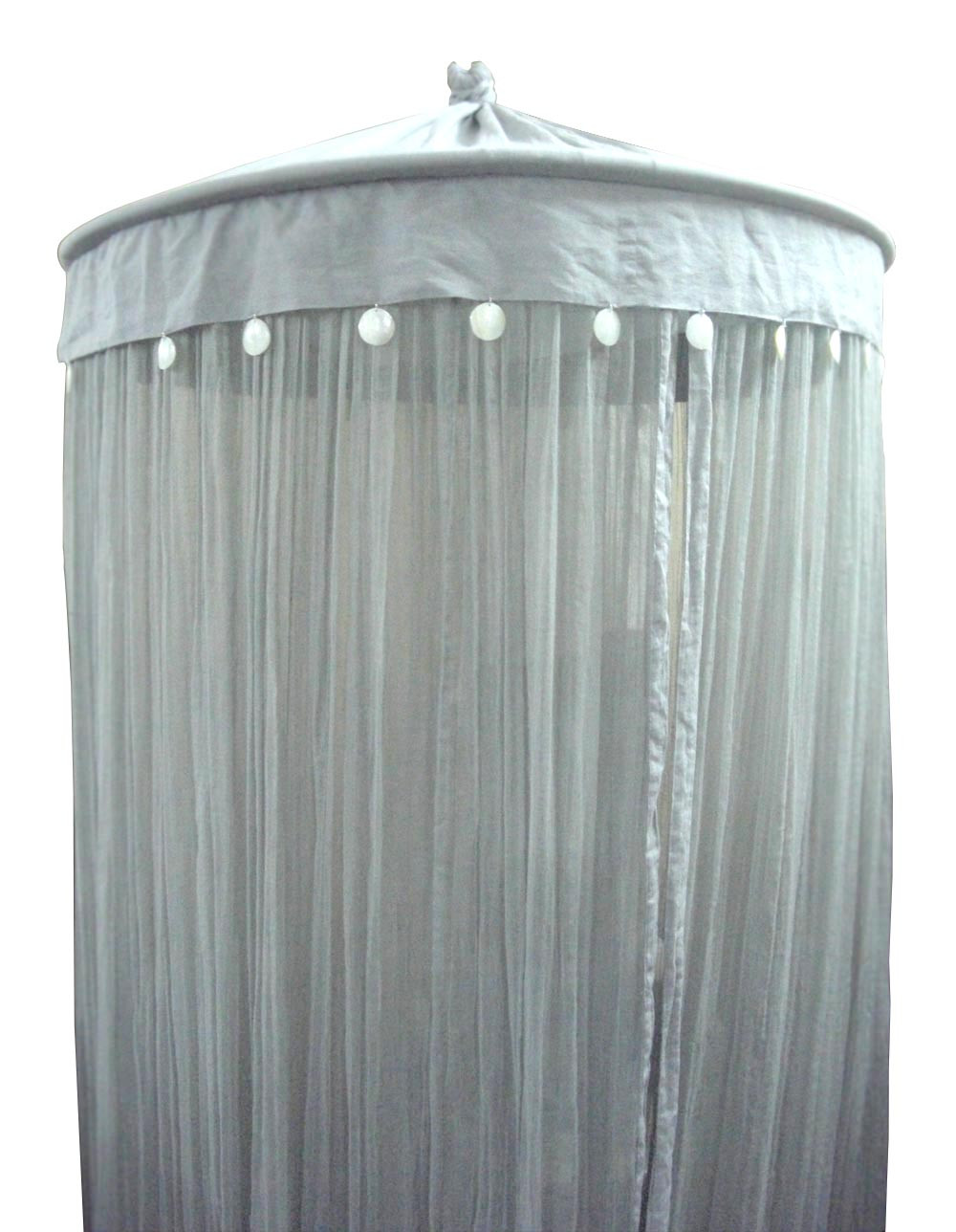 Cotton Round Mosquito Net With Shell Buttons Dusty Light Green