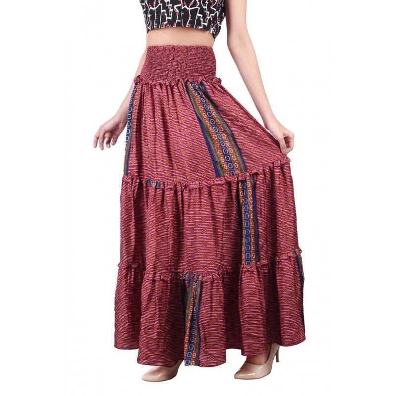 Vintage Silk Sari Reusable Long Skirt