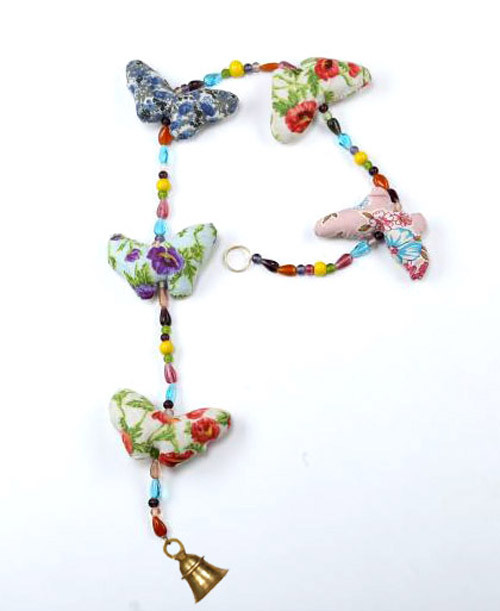 Handmade Printed Fabric Filled Butterfly Strings Hanging Decorations Garland Door Wall Handcrafted