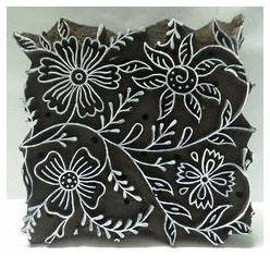 Vintage Wooden Hand Block Flower Deisgn