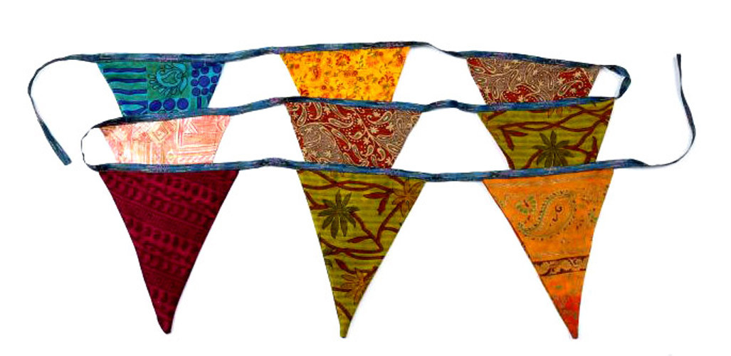 Vintage Old Upcycled Sari Fabric Bunting