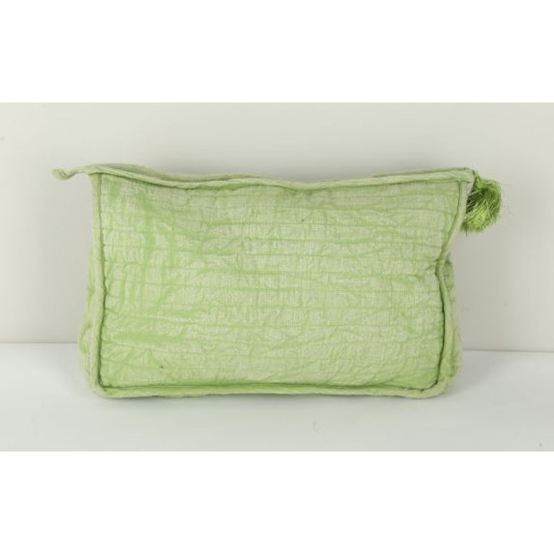 Cotton Slub Stone Wash Cosmetic Bag Light Green