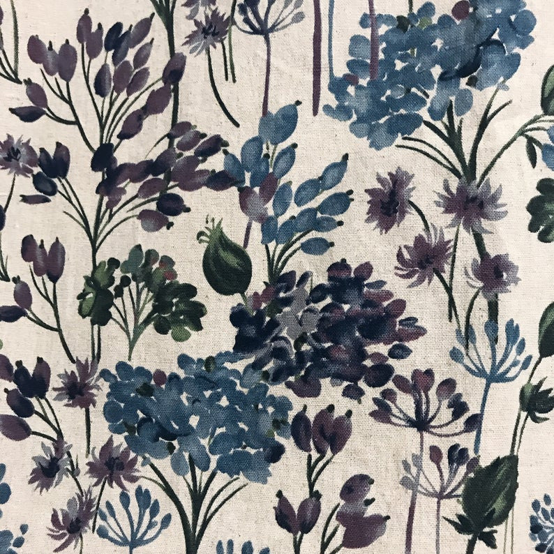 Linen Natural Chembray Digital Print Curtain