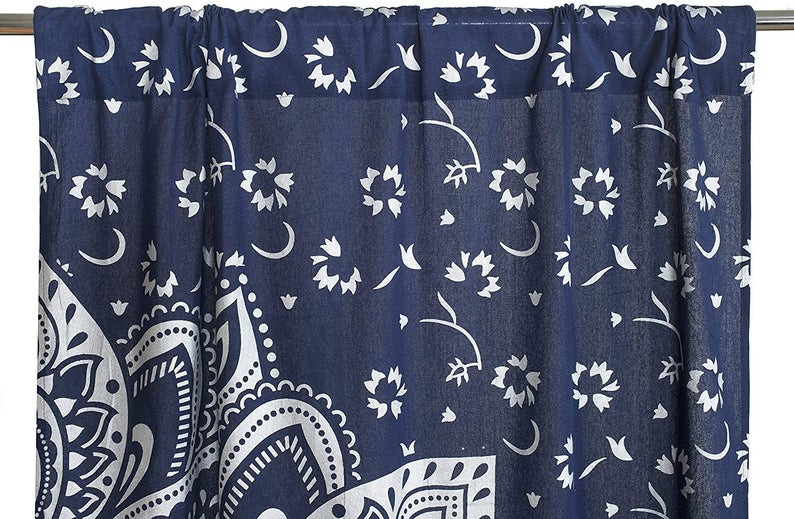 Cotton Voil Mandala Print Indigo Color Curtain