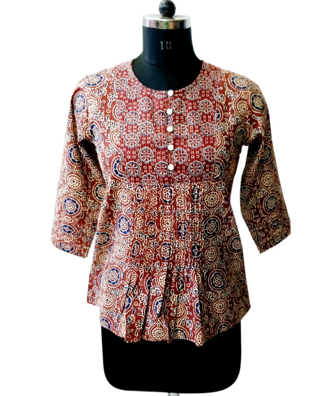 Cotton Printed Top Red