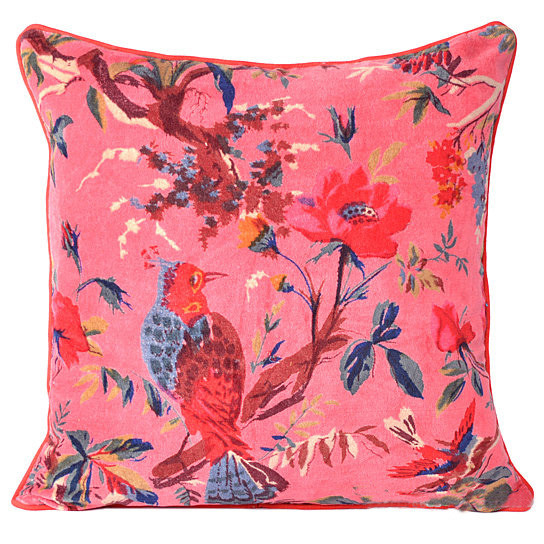 Cotton Velvet Printed Cushion Cover Pink
