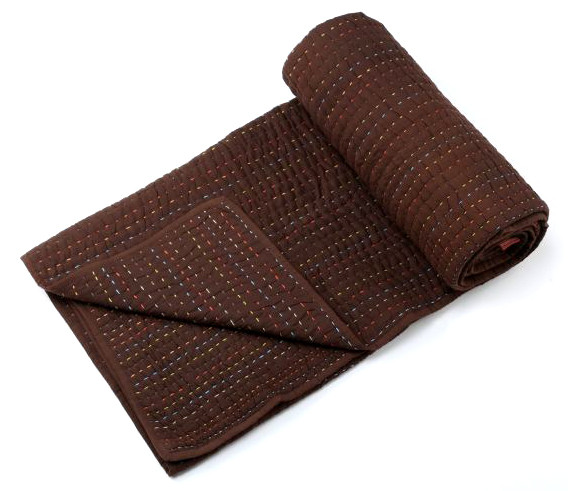 Cotton Straight Hand Stitch Kantha Reversible Throw