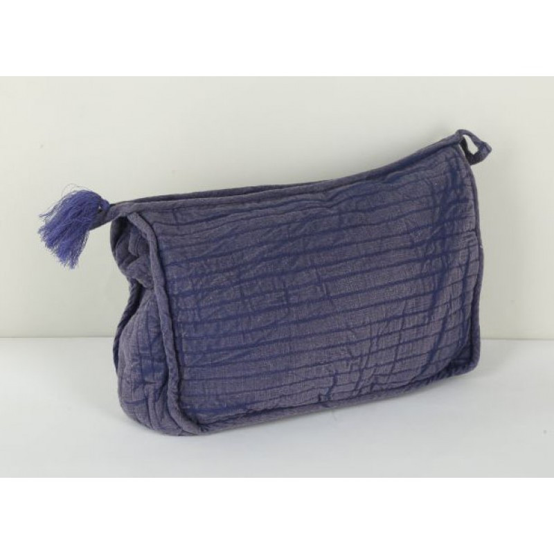 Cotton Slub Quilted Stone Wash Cosmetic Bag