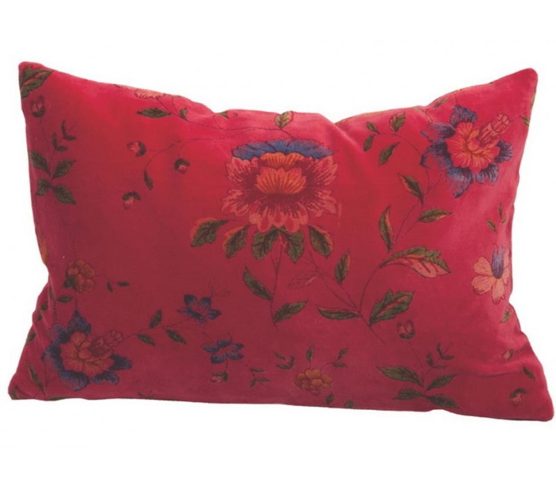 Cotton Velvet Printed Cushion Cover Magenta