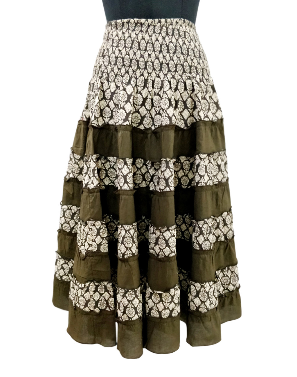 Cotton Printed Bobbing Elastic Skirt