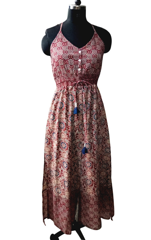 Cotton Strappy Dress With Ties