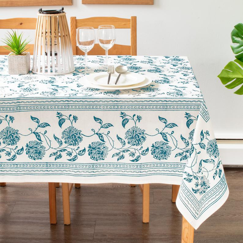 Cotton Printed Turq. Table Cloth