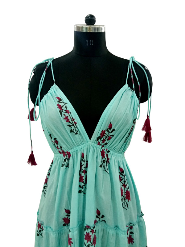 Cotton Printed String Tier Dress