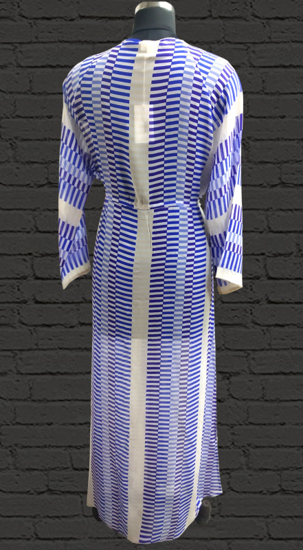 100% Silk Georgette Printed Kaftan Blue