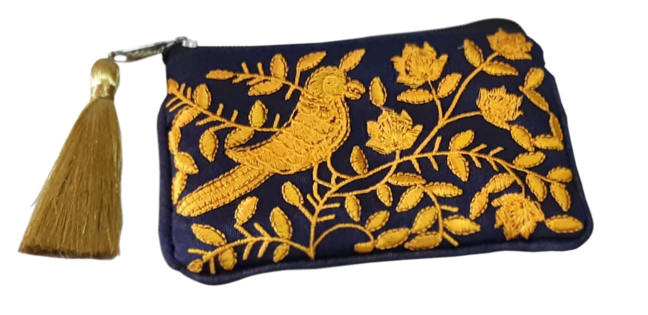 Rayon Velvet Embroidery Cosmetic Pouch
