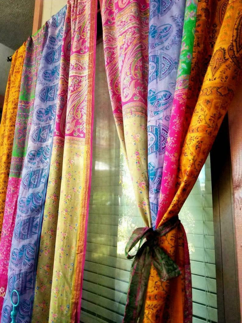 Vintage Old Sari Long Patch Curtain