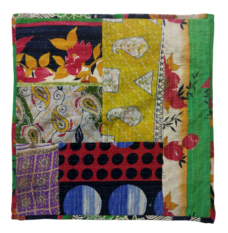 Vintage Cotton Kantha Gudri Patch Cushion Cover